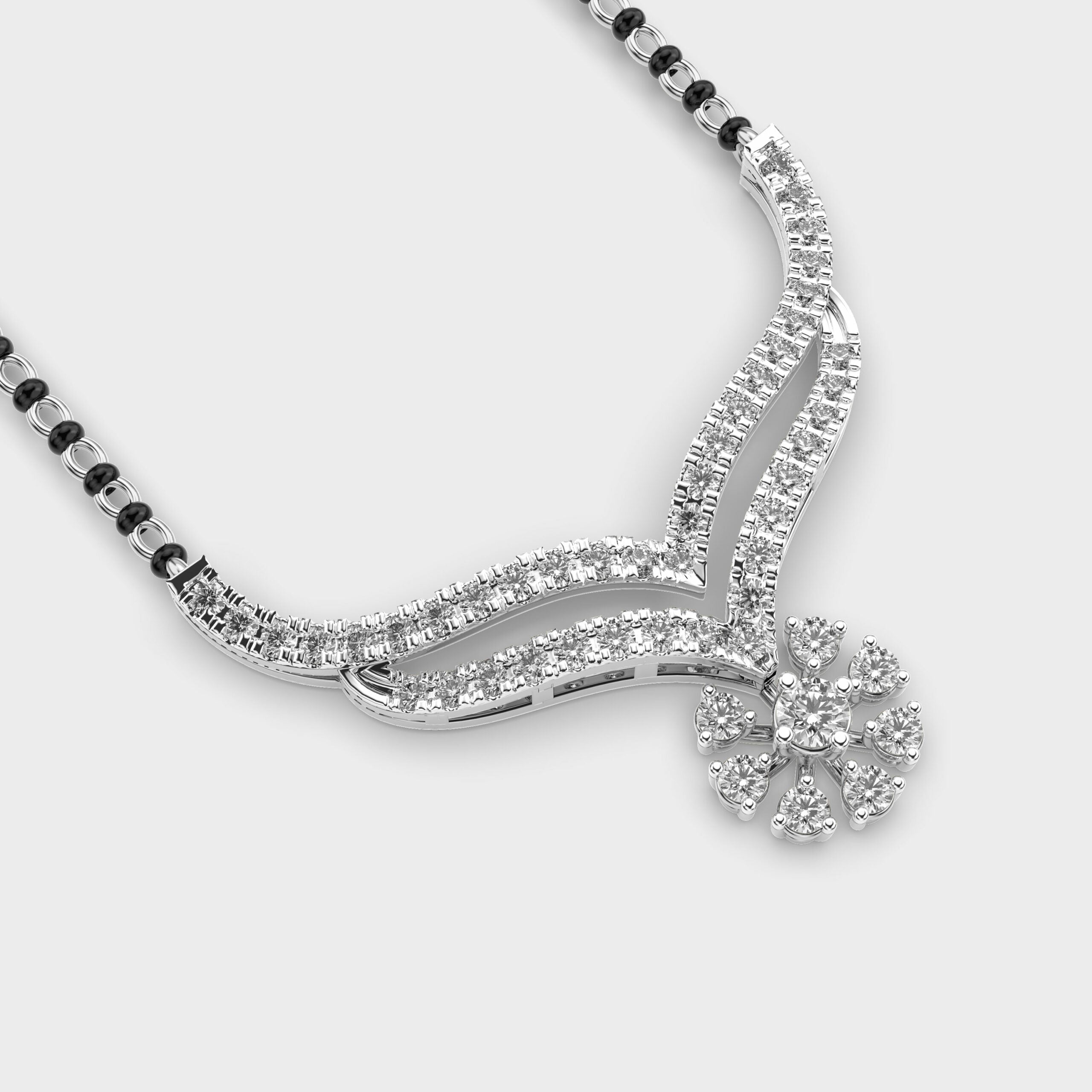 Firey Bloom Diamond Mangalsutra (With Chain)