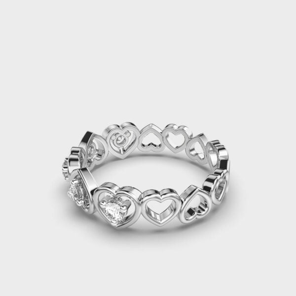 Halo of Hearts Diamond Ring